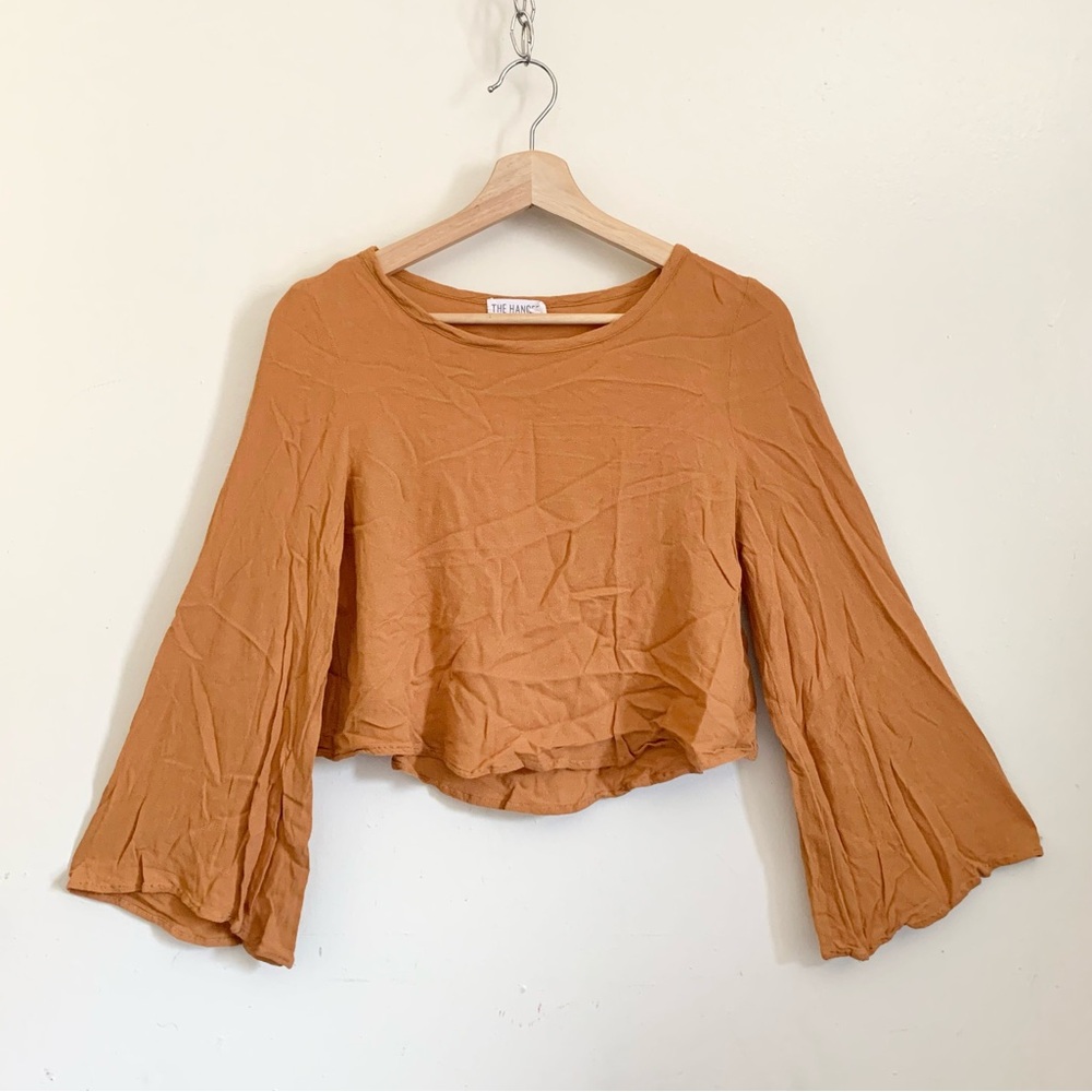 The Hanger Yellow Butterfly Long Sleeves Blouse Top Small